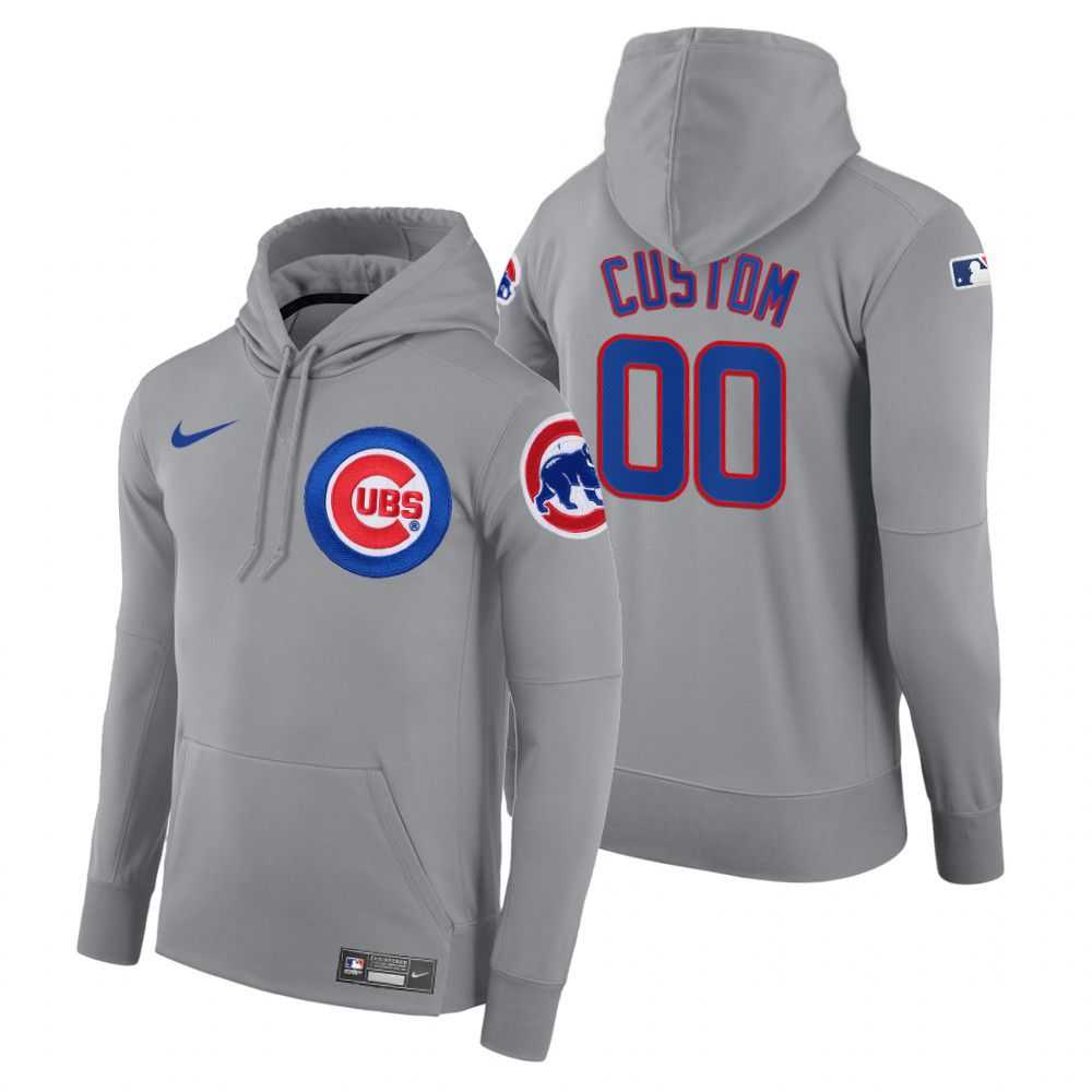 Men Chicago Cubs 00 Custom gray road hoodie 2021 MLB Nike Jerseys